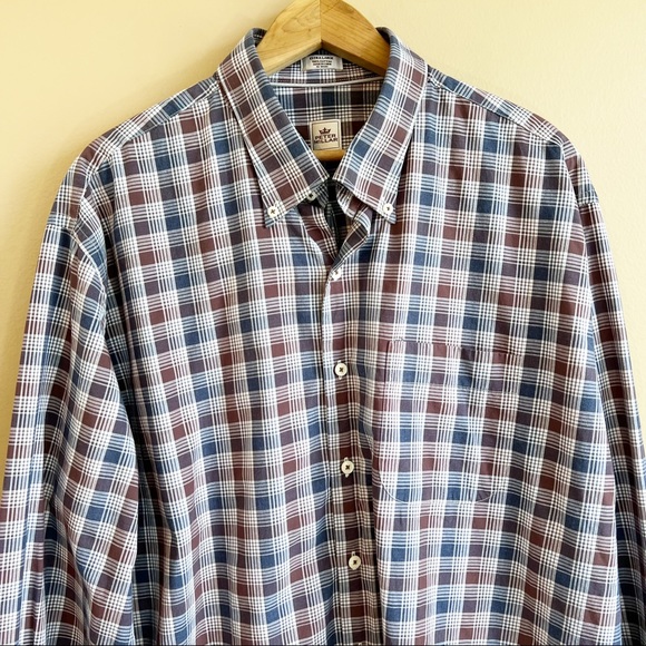 PETER MILLAR Men’s Blue Plaid Dress Shirt Size XL 100% Cotton DRY CLEANED - Picture 3 of 8